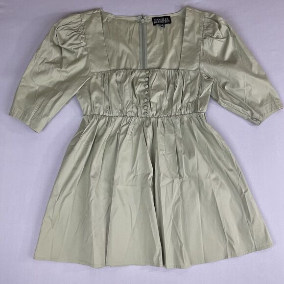 DANIELLE BERNSTEIN Dresses & Skirts - Danielle Bernstein Mini Dress Ladies Sm Green Corset Puff Zip Sleeve Square Neck